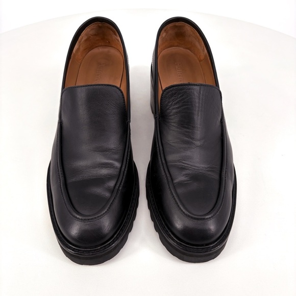 FLATTERED | Saga Black Leather Chunk Lug Sole Heeled Loafers | Sz 10 - Picture 7 of 16